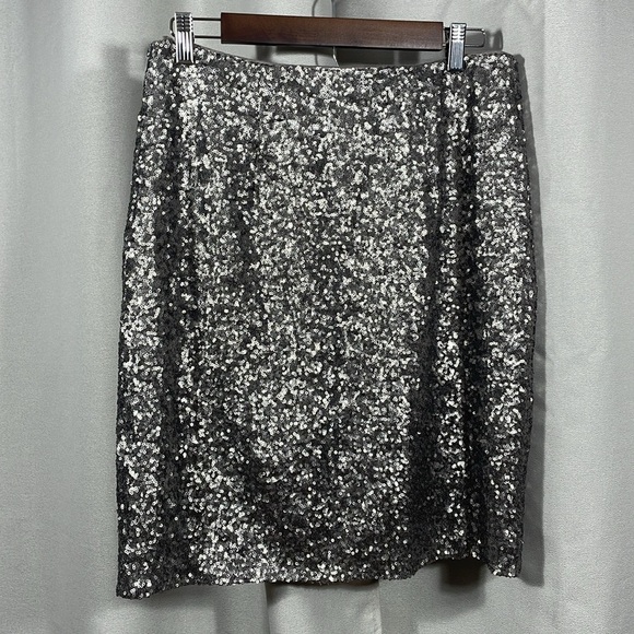 Banana Republic heritage Silver Sequin Pencil Skirt Cocktail - Picture 3 of 5